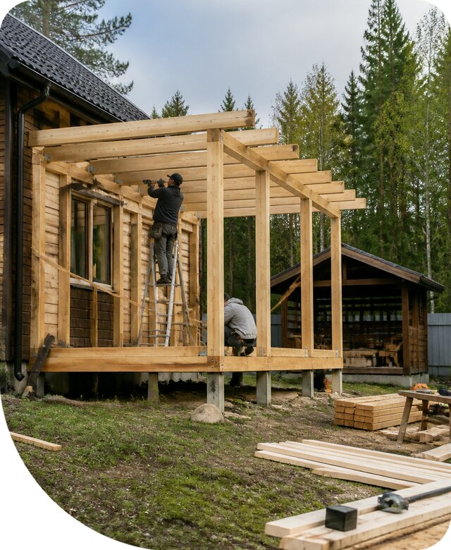 Строительство пристроек и построек на участке в Егорьевске