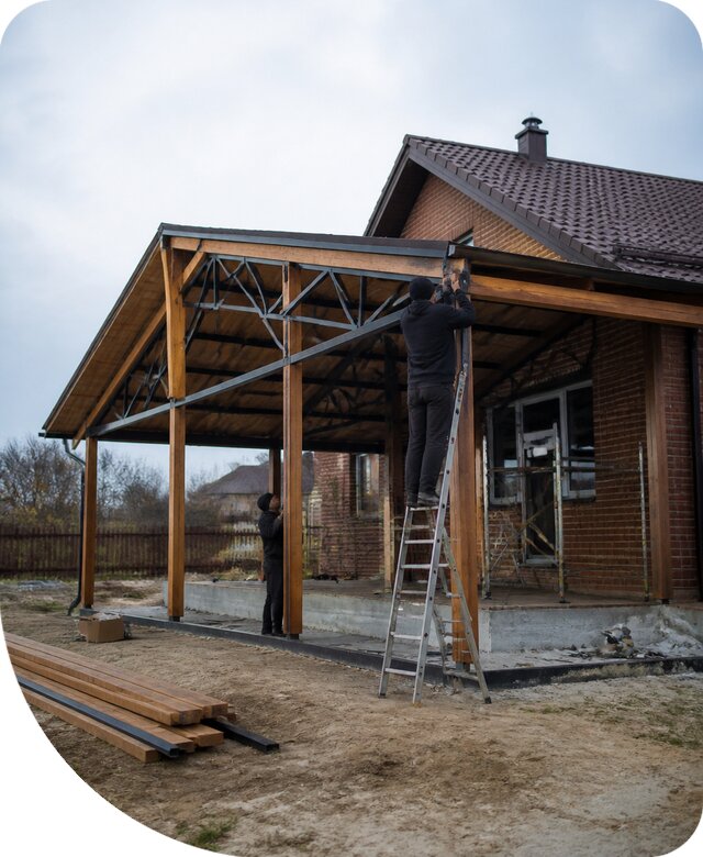Пристройка навеса к дому и участку в Егорьевске под ключ